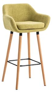 Barová židle Grant ~ látka, dřevěné nohy natura - Limetková zelená
