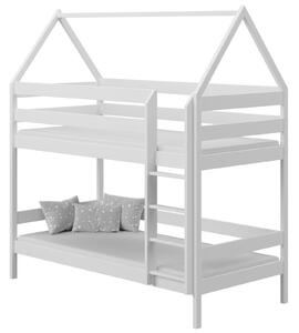 BabyBeds Dětská patrová postel DOMEČEK Velikost postele: 160x80 cm, Barva postele: Bílá, Úložný prostor: Bez úložného prostoru