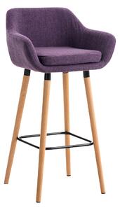 Barová židle Grant ~ látka, dřevěné nohy natura - Fialová
