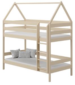 BabyBeds Dětská patrová postel DOMEČEK Velikost postele: 160x80 cm, Barva postele: Vanilka, Úložný prostor: Bez úložného prostoru