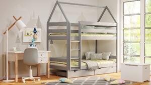 BabyBeds Dětská patrová postel DOMEČEK Velikost postele: 160x80 cm, Barva postele: Tyrkys, Úložný prostor: Bez úložného prostoru