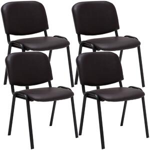 4x Stohovatelná konferenční židle Ken koženka - Hnědá