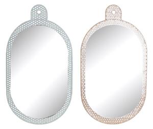13493 Nástěnné zrcadlo DKD Home Decor Bílý Růžový Kov Sklo 22 x 1,5 x 40 cm (2 kusů)