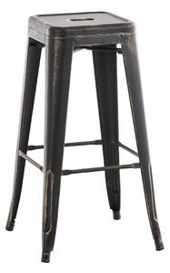 Kovová barová židle Josh - Černo-zlatá antik