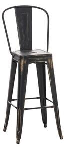 Kovová barová židle v industriálním stylu Aiden - Černě-zlatá antik