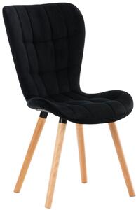 Židle Elda ~ samet, dřevěné nohy natura - Černá
