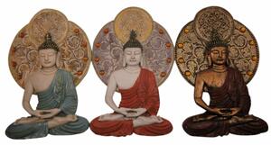 13493 dekorace na zeď DKD Home Decor 20 x 4 x 30,3 cm Červený Modrý Zlatá Buddha Orientální (3 Kusy)