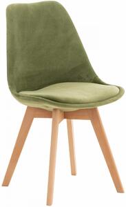 Židle Linares ~ samet, dřevěné nohy natura - Světle zelená