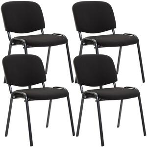 4x Stohovatelná konferenční židle Ken látka - Černá