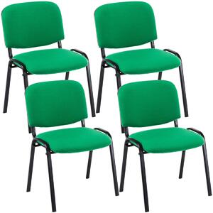 4x Stohovatelná konferenční židle Ken látka - Zelená