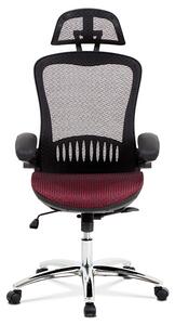 Kancelářská ergonomická židle MET — červená, s podhlavníkem a područkami