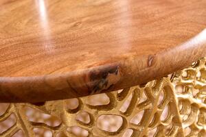 Zlatý dřevěný konferenční stolek Leaf 75 cm