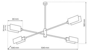 Lustr na tyči ASTRA 4xE27/60W/230V černá