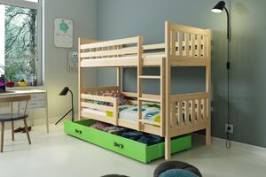 BMS Group Dětská patrová postel s úložným prostorem CARINO 190x80 borovice Barva šuplíku: Zelená