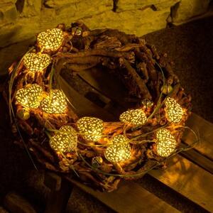 DLED ML01W DECOLED LED světelný řetěz na baterie, kovová srdce styl vintage, teple bílá, 10 diod, 2,5 m