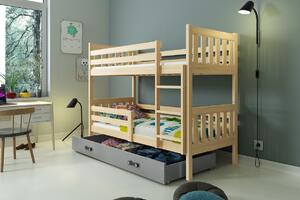 BMS Group Dětská patrová postel s úložným prostorem CARINO 190x80 borovice Barva šuplíku: Grafit