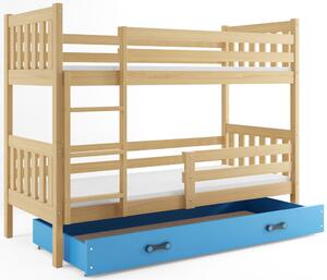 BMS Group Dětská patrová postel s úložným prostorem CARINO 190x80 borovice Barva šuplíku: Zelená