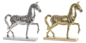 Dekorativní postava DKD Home Decor 34 x 9,5 x 33,5 cm Kůň Stříbřitý Zlatá (2 kusů)