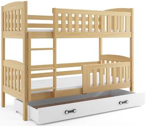 BMS Group Dětská patrová postel s úložným prostorem KUBUS borovice Velikost postele: 190x80 cm, Barva šuplíku: Zelená