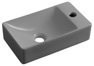 Sapho Sapho, MARGITHA keramické umyvadlo 38x22cm, otvor pro baterii vpravo, šedá, MGT3822GR