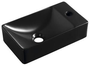 Sapho Sapho, MARGITHA keramické umyvadlo 38x22cm, otvor pro baterii vpravo, černá mat, MGT3822B