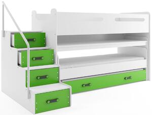 BMS Group Dětská multifunkční postel s přistýlkou a vysouvacím stolem MAX 1 200x80 zelená