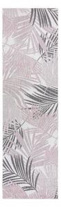 Balta Kusový koberec běhoun Sisalový SION 2837 tkané na plocho listy palmy ecru růžový Rozměr: 80x250 cm