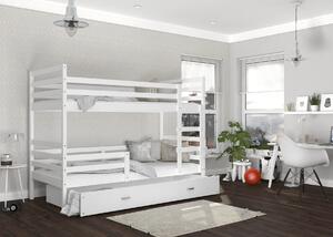 BabyBeds Dětská patrová postel s úložným prostorem HONZA bílá Velikost postele: 190x80 cm, Barva šuplíku: Grafit