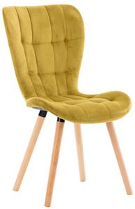Židle Elda ~ samet, dřevěné nohy natura - Žlutá