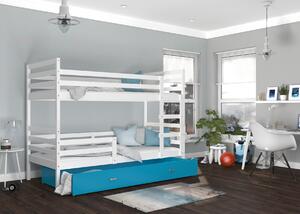 BabyBeds Dětská patrová postel s úložným prostorem HONZA bílá Velikost postele: 200x90 cm, Barva šuplíku: Zelená
