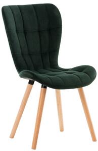 Židle Elda ~ samet, dřevěné nohy natura - Zelená