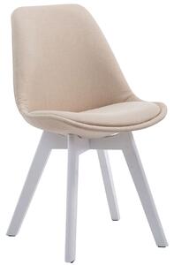 Židle Borne V2 látka, dřevené nohy bílé - Krémová