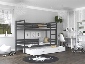 BabyBeds Dětská patrová postel s úložným prostorem HONZA šedá Velikost postele: 190x80 cm, Barva šuplíku: Grafit
