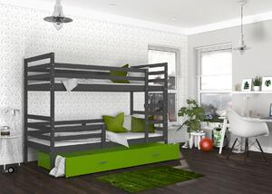 BabyBeds Dětská patrová postel s úložným prostorem HONZA šedá Velikost postele: 190x80 cm, Barva šuplíku: Růžová