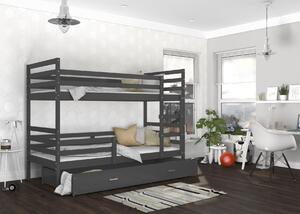 BabyBeds Dětská patrová postel s úložným prostorem HONZA šedá Velikost postele: 190x80 cm, Barva šuplíku: Grafit
