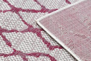 Balta Kusový koberec Sisalový SION 22129 tkaný na plocho geometrický ecru fialový Rozměr: 80x150 cm