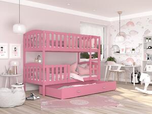 BabyBeds Dětská patrová postel s úložným prostorem KUBA růžová Velikost postele: 190x80 cm