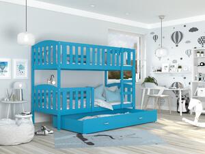 BabyBeds Dětská patrová postel s úložným prostorem KUBA modrá Velikost postele: 190x80 cm