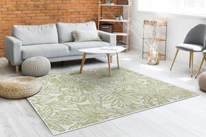 Balta Kusový koberec Sisalový SION 22128 tkaný na plocho listí ecru zelený Rozměr: 80x150 cm