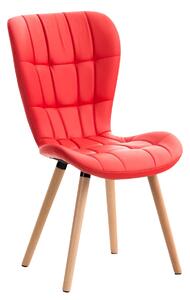 Židle Elda ~ koženka, dřevěné nohy natura - Červená