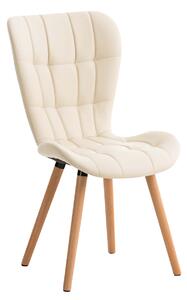 Židle Elda ~ koženka, dřevěné nohy natura - Krémová