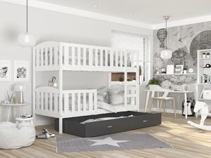 BabyBeds Dětská patrová postel s úložným prostorem KUBA bílá Velikost postele: 190x80 cm, Barva šuplíku: Růžová