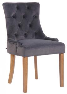 Jídelní židle Aberdeen ~ samet, dřevěné nohy antik světlé - Tmavě šedá