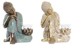 Dekorativní postava DKD Home Decor 17 x 14,5 x 23,7 cm Zlatá Buddha Zelená Orientální (2 kusů)