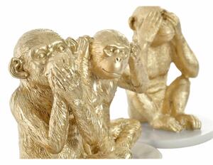 Dekorativní postava DKD Home Decor Bílý Zlatá Tropické Opice 10,5 x 10,5 x 18,5 cm (3 Kusy)