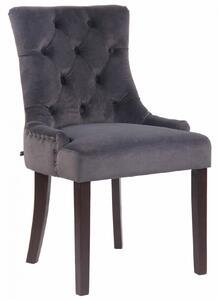 Jídelní židle Aberdeen ~ samet, dřevěné nohy antik tmavé - Tmavě šedá