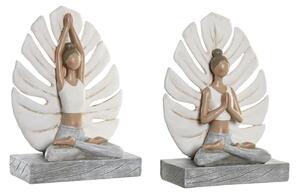 Dekorativní postava DKD Home Decor 16 x 7,5 x 21 cm Šedý Bílý Yoga (2 kusů)