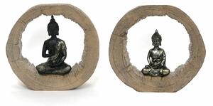 Dekorativní postava DKD Home Decor Černý Přírodní Buddha 20,5 x 6 x 18,5 cm (2 kusů)