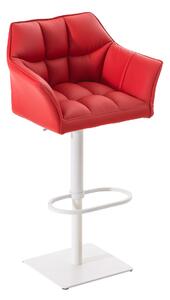 Barová židle Damas W1~ koženka, bílý rám - Červená
