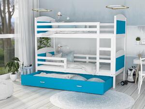 BabyBeds Dětská patrová postel s úložným prostorem MATYÁŠ bílá Velikost postele: 190x80 cm, Barva šuplíku: Grafit
